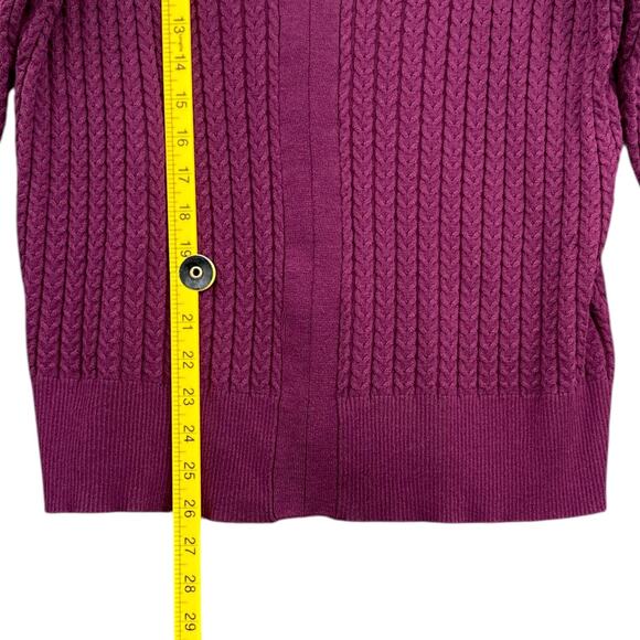 Venus Purple Cable Knit V Neck Long Sleeve Cardigan Sweater Womens Size 1X - Picture 7 of 7